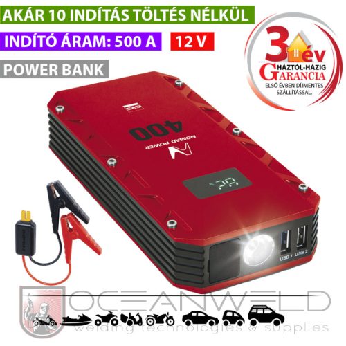 NOMAD POWER 400 LÍTIUMION AKKUMULÁTOROS INDÍTÓ