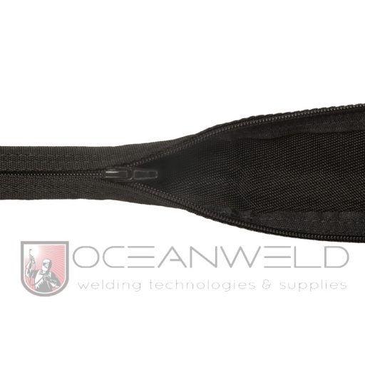 PYTHONrap™ kábelvédő, fekete, teljes, hasított marhabőr, 1 méteres hosszúság és 22 mm-es átmérő, cipzáras modell