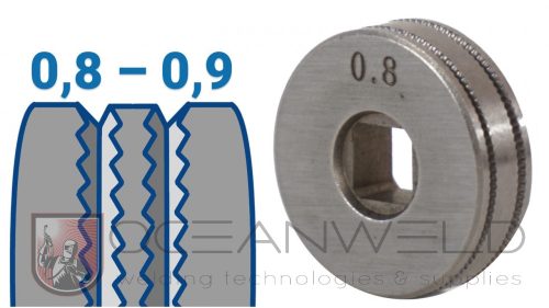 25x7,25x7,2 mm Recézett profilú huzalelőtoló görgő: 0,8-0,9 (MIG/MMA 160 D; MIG/MMA 160 SYN)