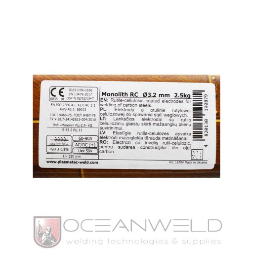 Elektróda rutil-cellulóz MONOLITH-RC 3,2mm/2,5kg
