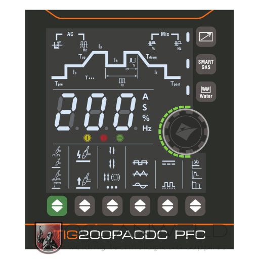 Jasic EVO20 TIG 200P AC/DC PFC (E2S22) LCD inverteres hegesztőgép